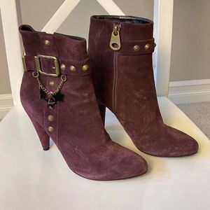 Marc Jacobs Purple Suede Ankle Boots Booties Castoro Aubergine Size 36